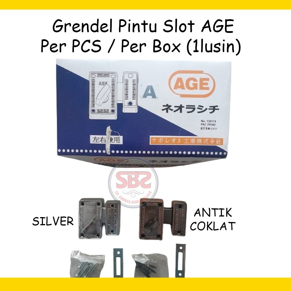 Gerendel AGE - Grendel AGE - Slot Pintu Kunci Selot Gerendel Putar WC Kamar Mandi Toilet Model AG Je