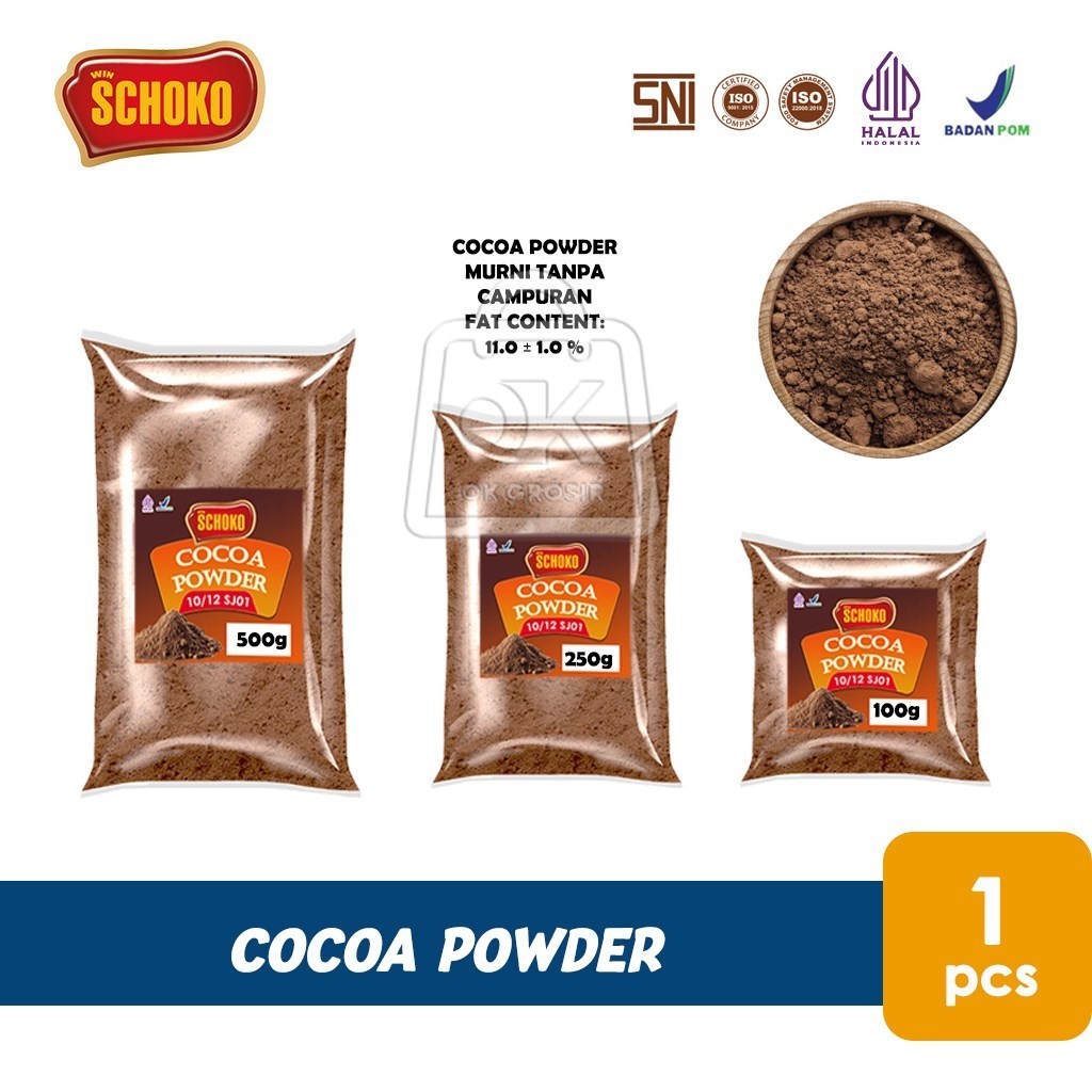 

Cocoa Powder SCHOKO 10/12 SJ01 Cokelat Bubuk Murni Tanpa Campuran Bubuk Cacao (Repack 1 pcs)