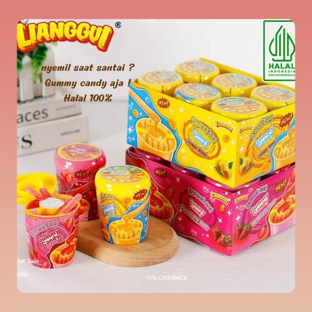 

[Makanan viral halal] Permen Lianggui Sticky Sweet Set Gummy dengan Saus Selai Rasa Set Gummy dengan Saus Selai Rasa Stoberi Mangga 60g Permen Buah Candy Corno Rasa Stroberi Permen Mangga Jelly | Jelly Anggur | Strawberry Jelly Variasi rasa