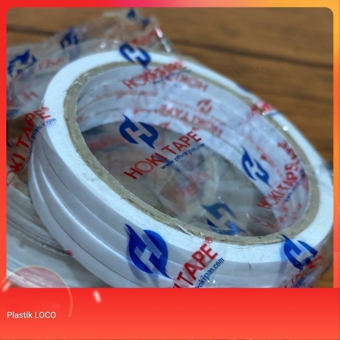 

10 roll Double Tape Hoki Tape 6mm x 10 yard. Murah