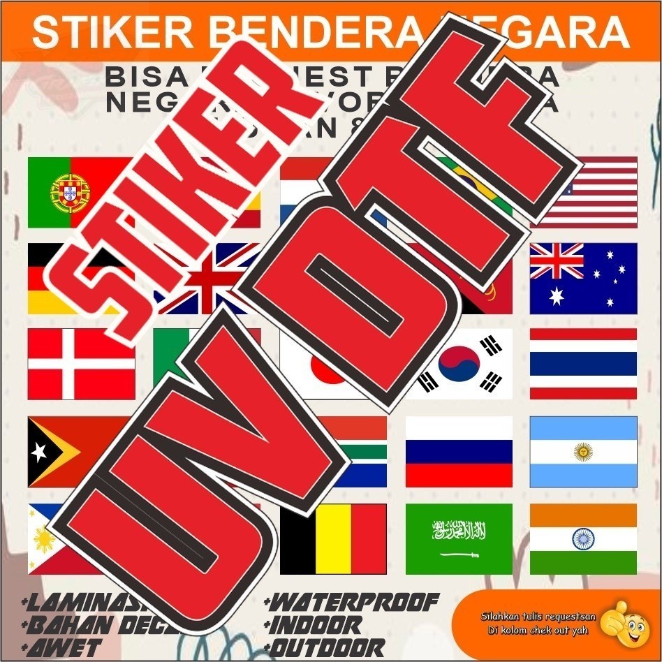 Stiker Logo UV DTF Bendera  Emblem Negara Dunia Sepak Bola Fifa Ukuran 8x5 cm