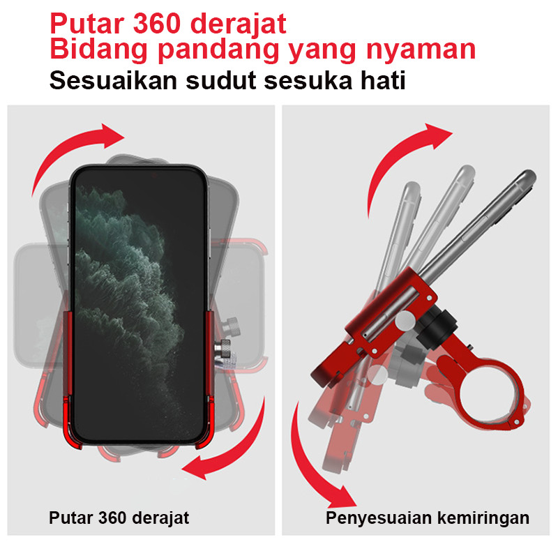 HOLDER GUB P30 + BREKET Phone Holder HP GUB P30 Orinal Phone Holder Hp Sepeda Motor GUB Alumunium