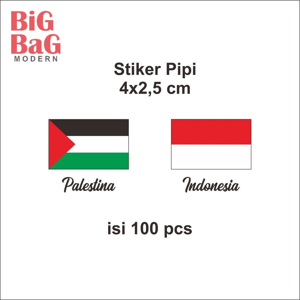 

Stiker Pipi Palestina Dan Indonesia 100 Pcs Stiker Bendera Palestina Bisa Untuk Peci dan Baju BIGBAG PRINT