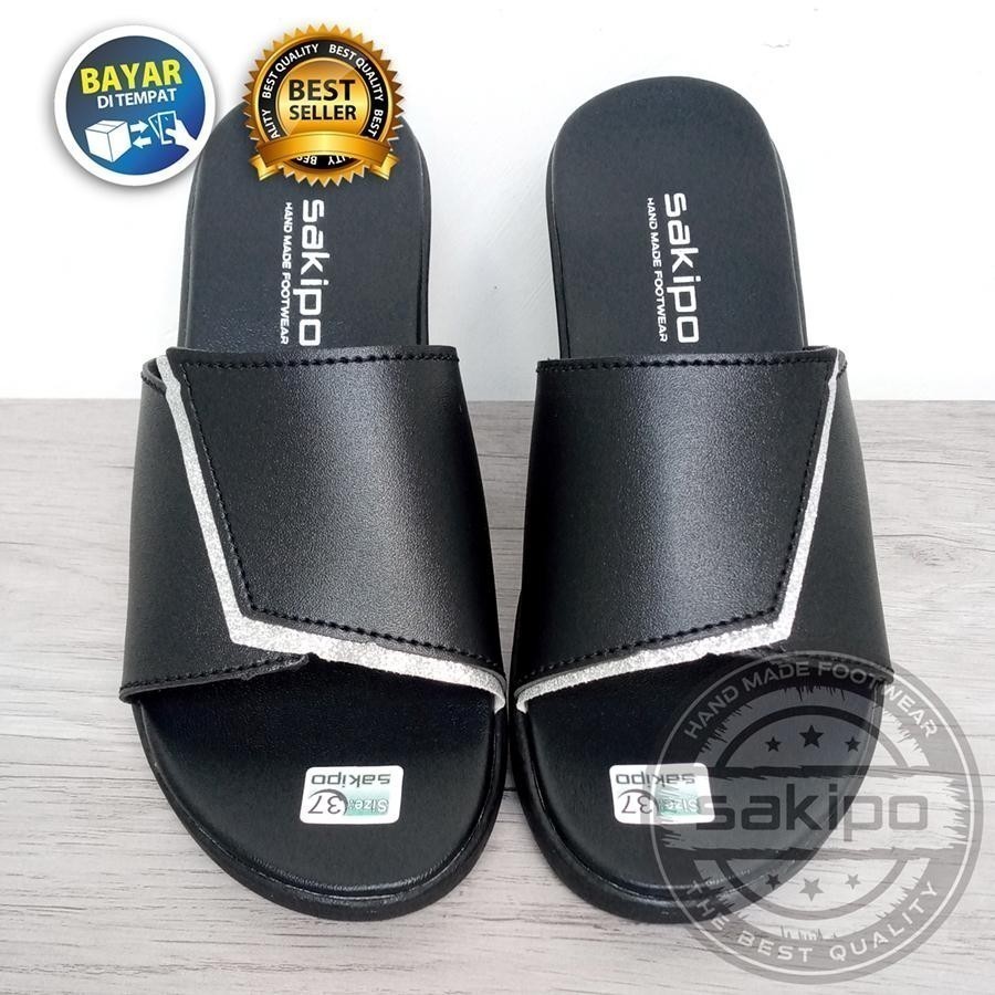 SENDAL WEDGES HAK TINGGI 5 CM ORIGINAL UNTUK IBU IBU KONDANGAN FORMAL PERNIKAHAN KREM HITAM / SAKIPO