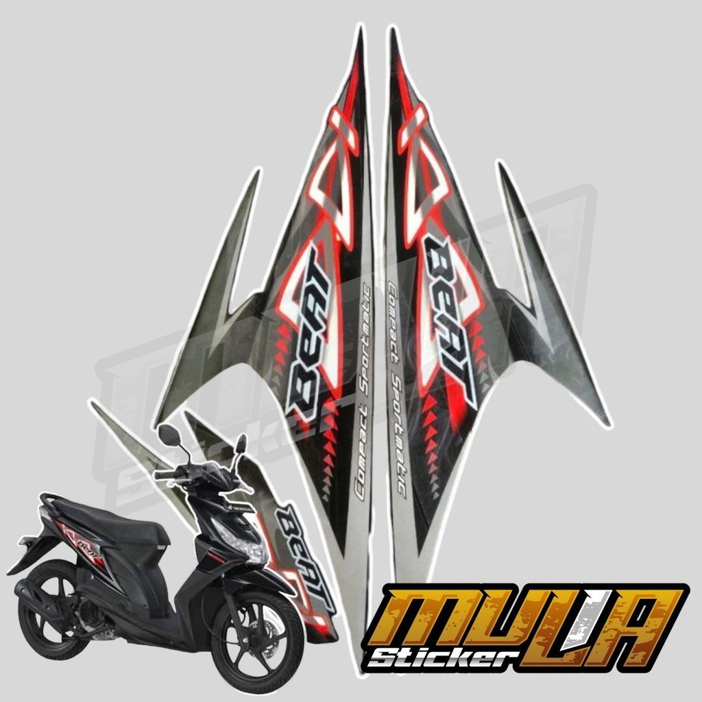 STICKER STIKER POLET LIS STRIPING MOTOR FULL BODY HONDA BEAT LAMA BEAT KARBU WARNA HITAM MERAH ABU A