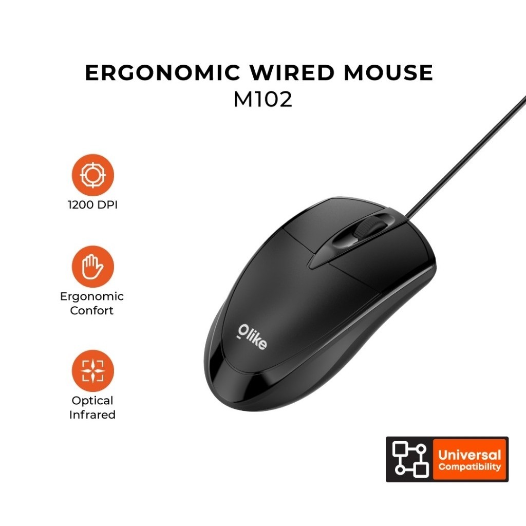 Mouse Kabel USB Optical Olike M102 Mouse Wired Sensor 1200 DPI Mouse Kabel Laptop Komputer Universal