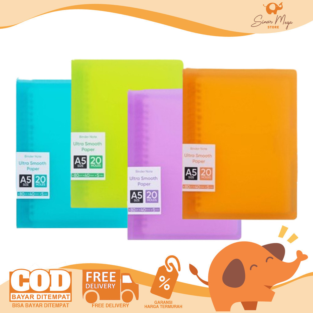 

Joyko Binder Note BN-103 A5 Neon Color Transparant Loose Leaf Kwarto Murah