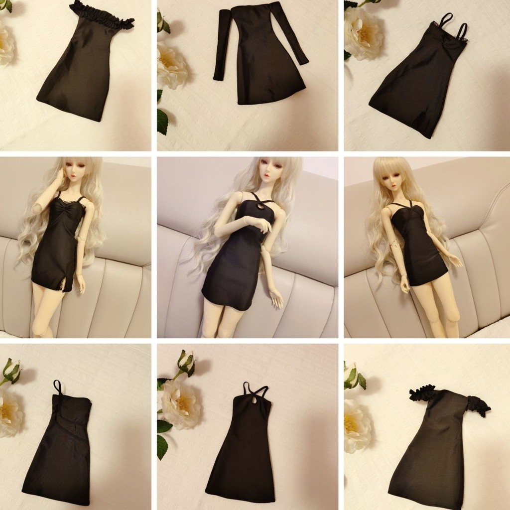 60cm Doll's Clothes for 1/3 Bjd Doll Diy Dress Up Black Mini Skirt Changing Dress Girl Kid Children 