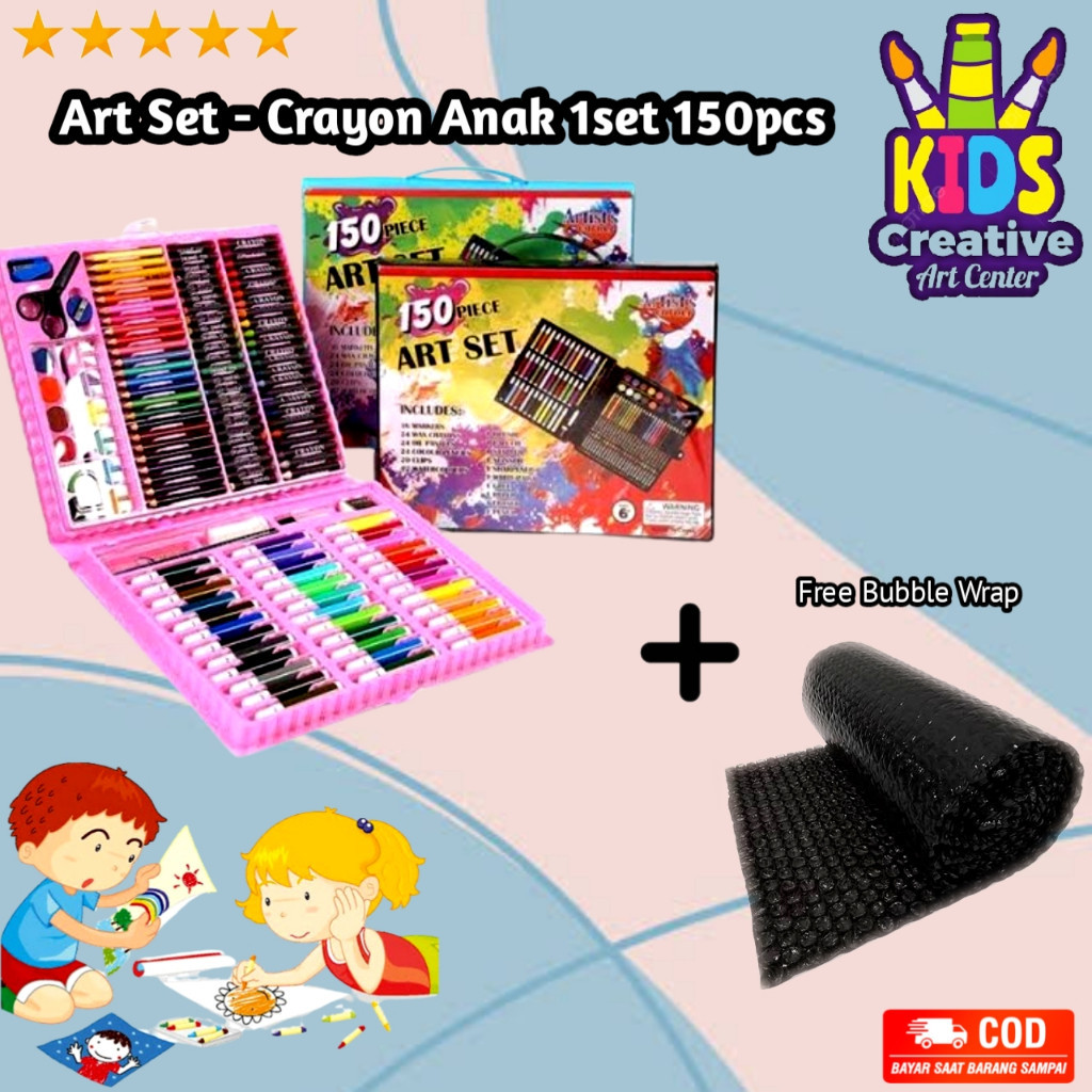 

Crayon Anak Set 150 pcs Set Spidol Alat Menggambar Mewarnai Pensil Krayon Set Art Colouring Free Bubble Wrap / S N