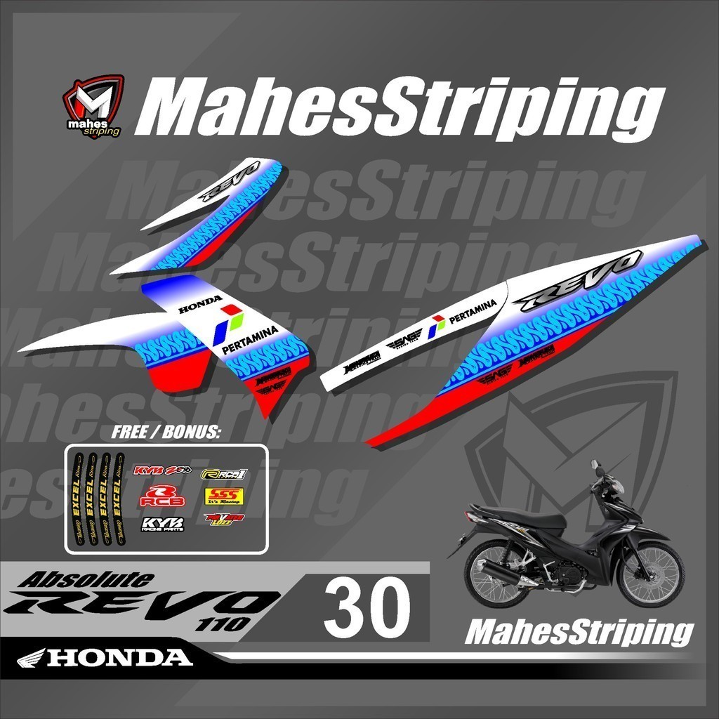 Striping Sticker Revo Absolute - Stiker Lis Variasi Revo 2010-2013 Mandalika Pertamina Racing