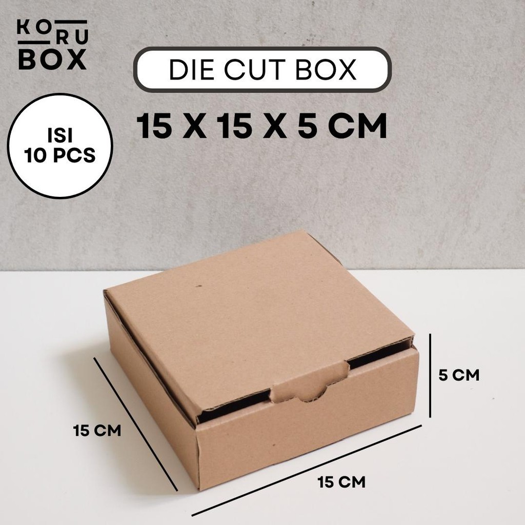 

[ISI 10] Box Kardus Karton Die Cut Mailer 15x15x5 cm Tanpa Sablon - Bahan B Flute Cokelat