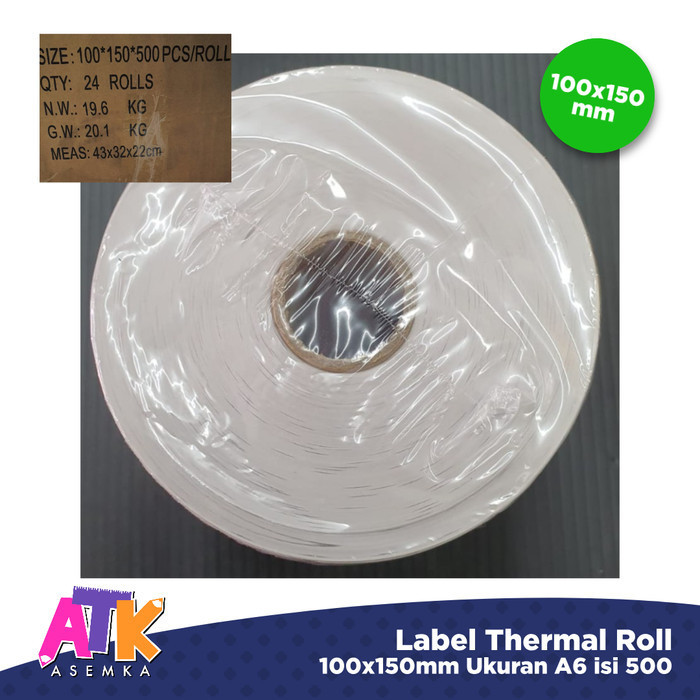 

Label Thermal ROLL 100x150 ukuran A6 isi 500 / Sticker Termal Resii