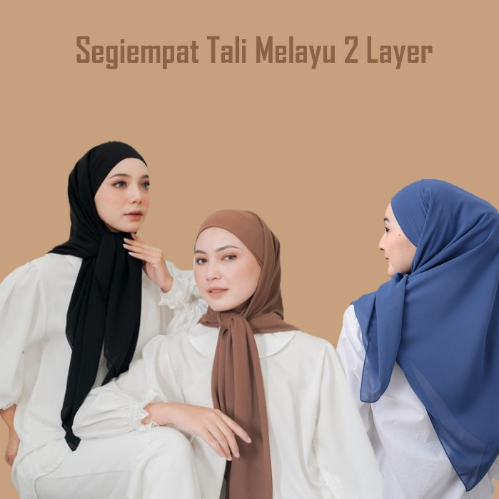 FNF SCARF - Hijab Segi Empat Melayu Tali 2Layar / Segi Empat Tali Malay / Segi Empat Instan Ceruty U