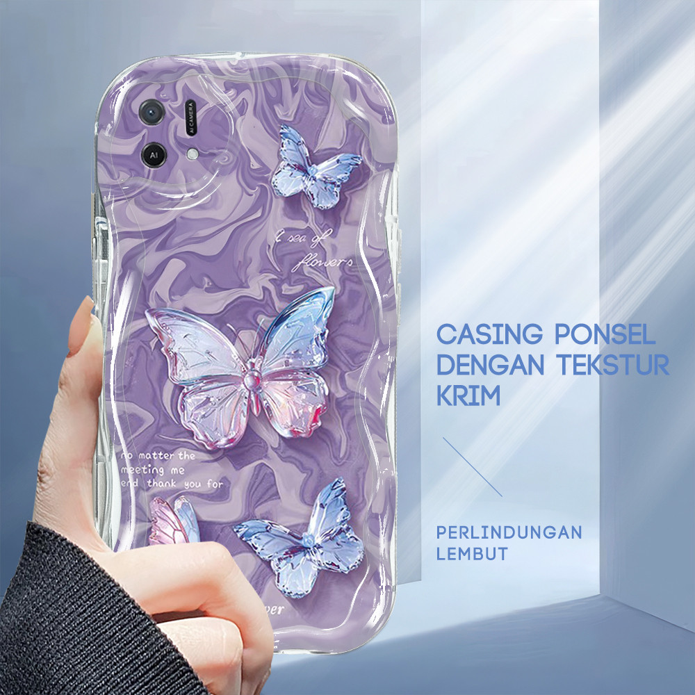 Casing Hp Untuk OPPO A16K A16E Softcase Diamond Butterfly Phone Case Soft Cassing Cream Kesing