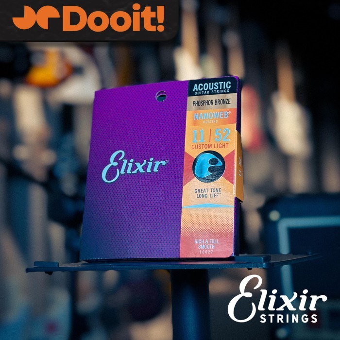 ELIXIR 16027 NANOWEB Phosphor Bronze Acoustic Guitar String Senar Gitar Akustik Original - 11-52