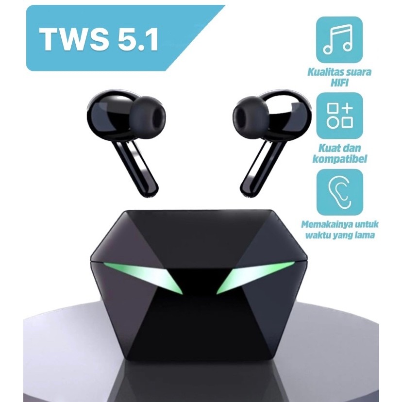 Headset Bluetooth TWS 5.1 IN POD Bluetooth Gaming Full Bass - GARANSI