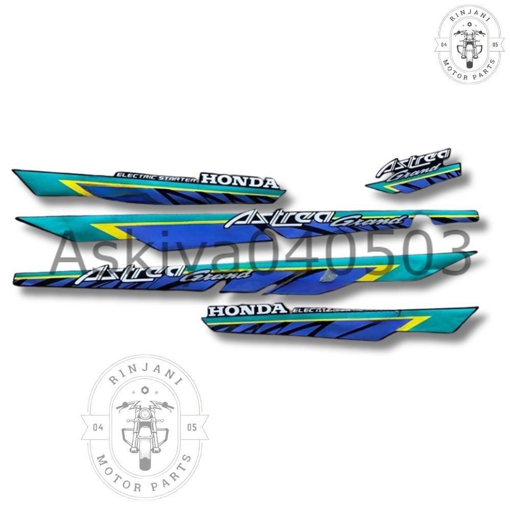 stiker sticker lis list body motor Honda astrea Grand bulus 93 Th.1993 hitam Hijau GRAND Persis Ori