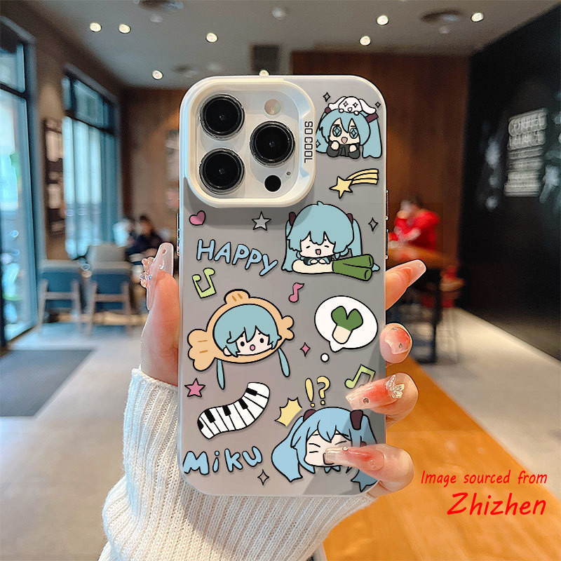 Casing indah happy MIKU Material TPU kotak telepon IMD yang cocok untuk case hp Realme 5/5i/6i/C3 7 