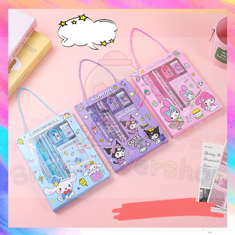 

(BOX) Alat Tulis Set 6 in 1 Karakter Kuromi Murah Lucu Pouch Set Stationery Hadiah