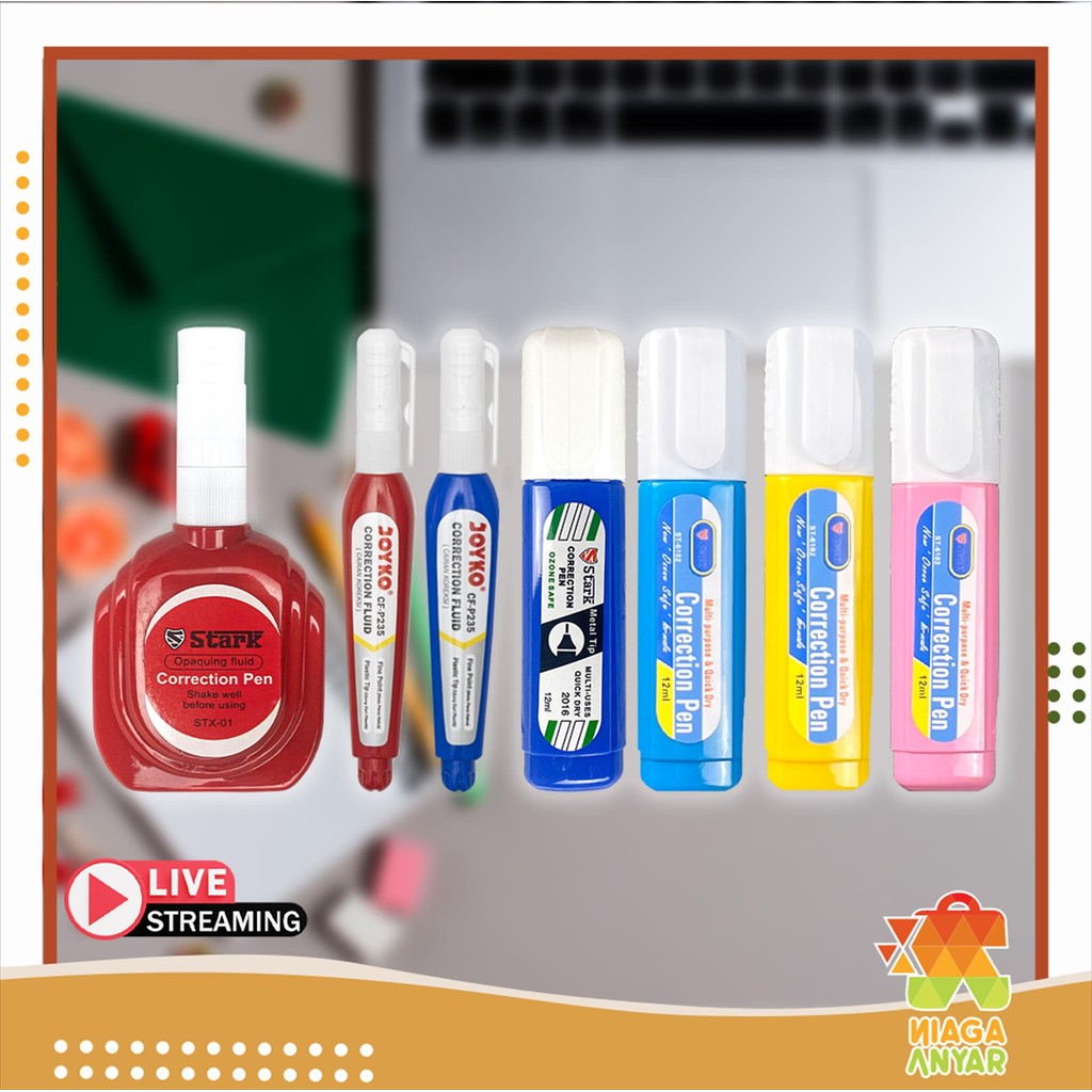 

Correction Pen Fluid 1 Pcs Quick Dry / Tip Ex Cair Satuan Cepat Kering / Tipex Stipo Tip x Tipx Stark Joyko / Cairan Koreksi