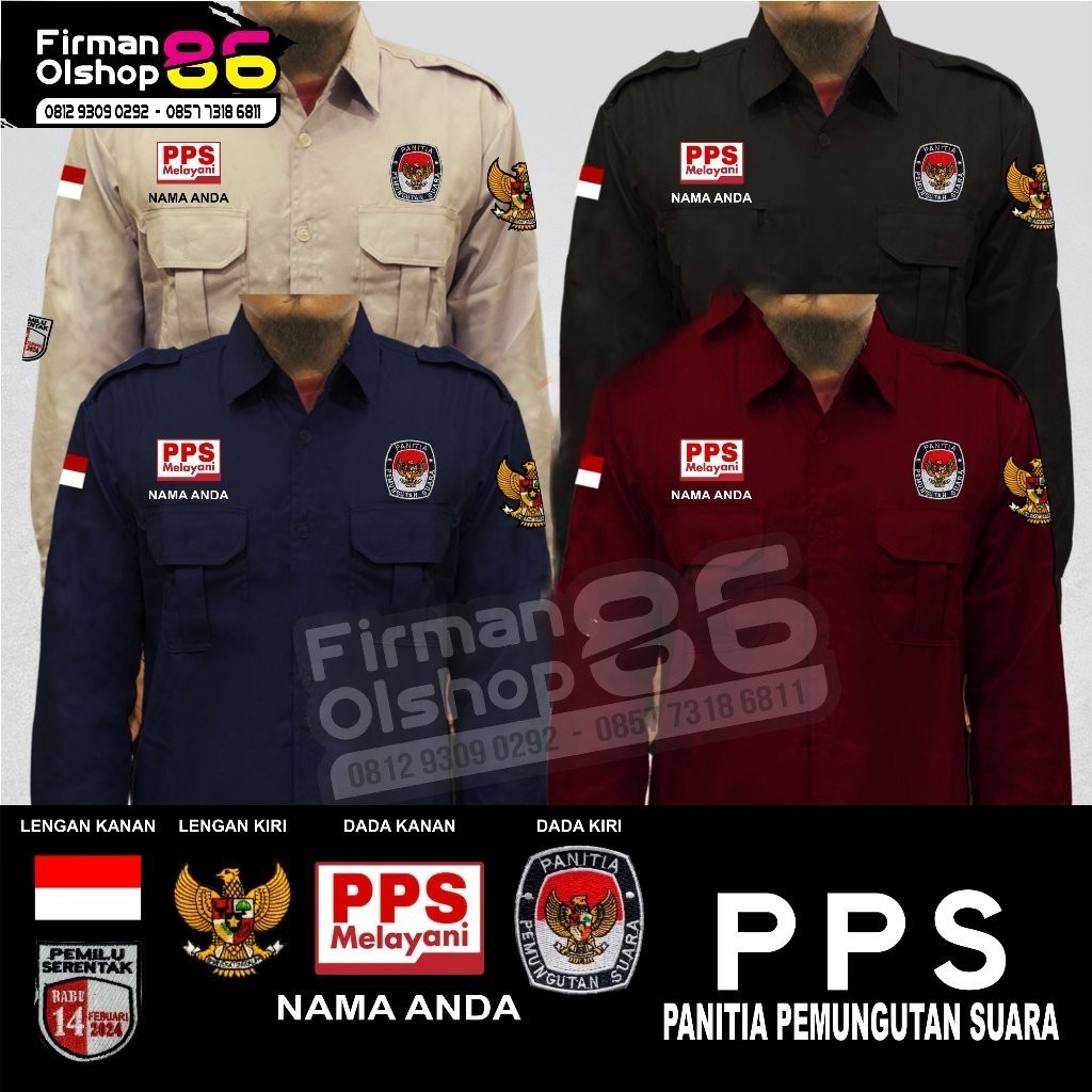 BIG SIZE Kemeja PPS full atribut baju PPS SEKRETARIAT PPS seragam PPS kemeja panitia pemungutan suar