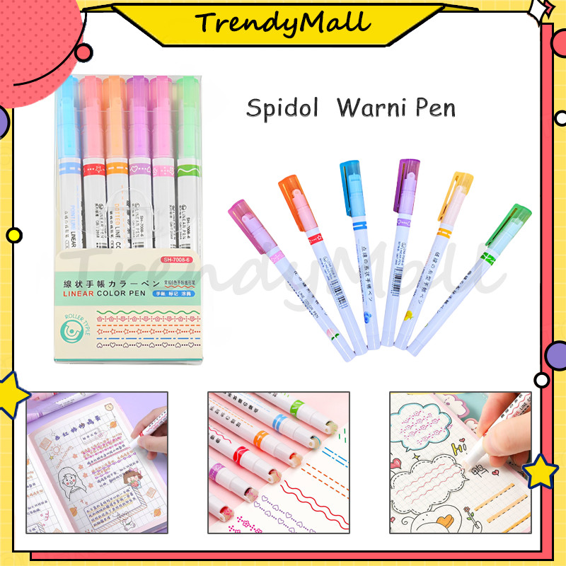 

1 set 6pcs stabilo curve graffiti / spidol highlighter bentuk curve bunga garis dots unik termurah/Spidol Gambar Garis Warna Cute/6 PCS Colorful Stamp Line Marker Set