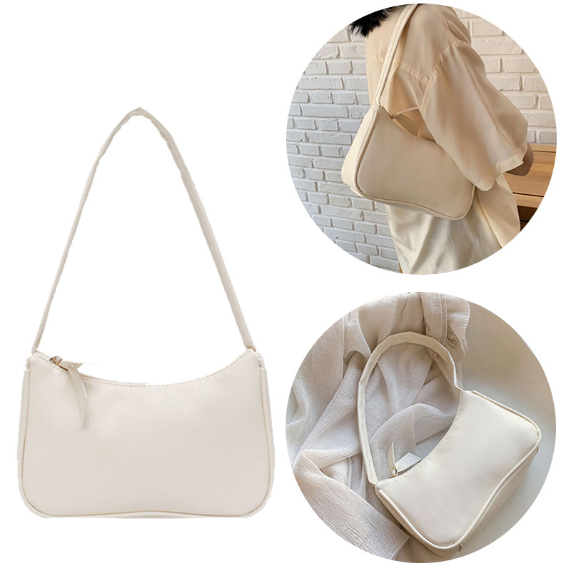 

1Pc Retro forearm bag women's bow handbag PU leather baguette bag