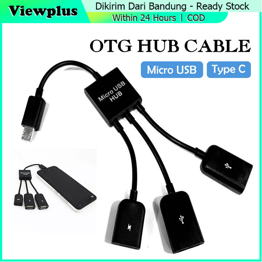 3in1 Micro USB Hub Charge Kabel Otg Micro 3 Port USB Female / USB Type C OTG Adapter 3 in 1 With USB