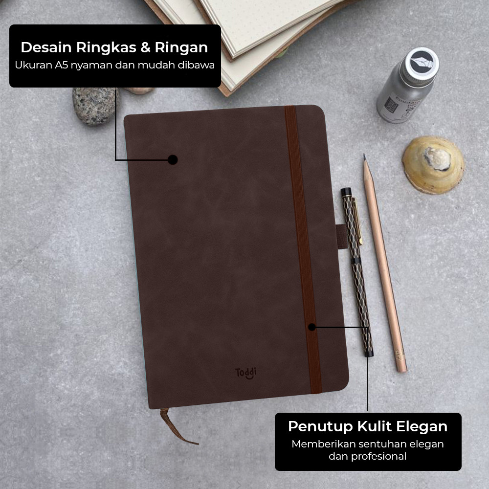 

TODDI BUKU JURNAL HARDCOVER NOTEBOOK DIARY 70GSM 200 HALAMAN GRID A5 - CHOCOLATE
