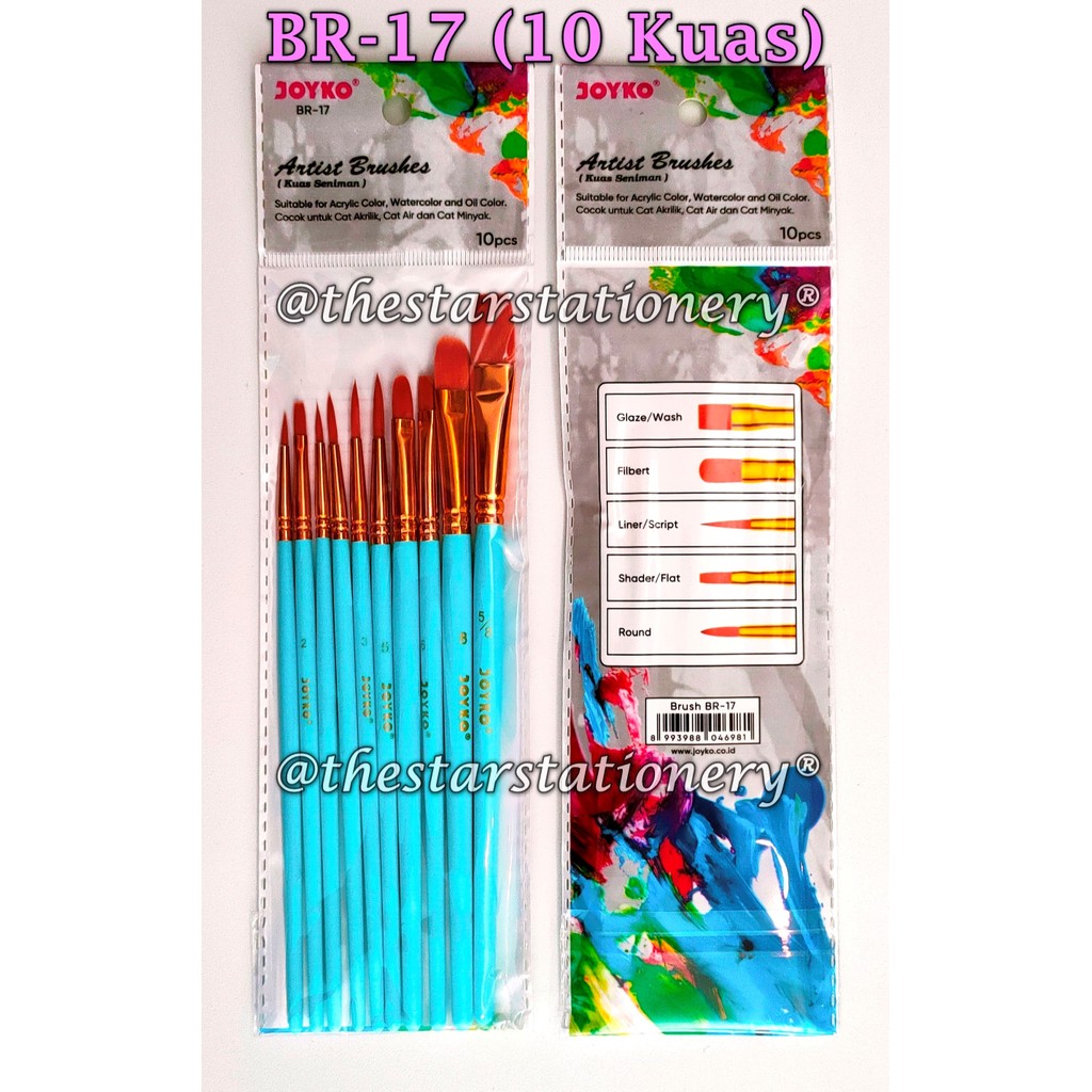 

(1 Set/10) GROSIR Brush Kuas Cat Air Joyko BR-17 / Kuas Cat Air Cat Minyak Lukis Acrylic Joyko BR 17