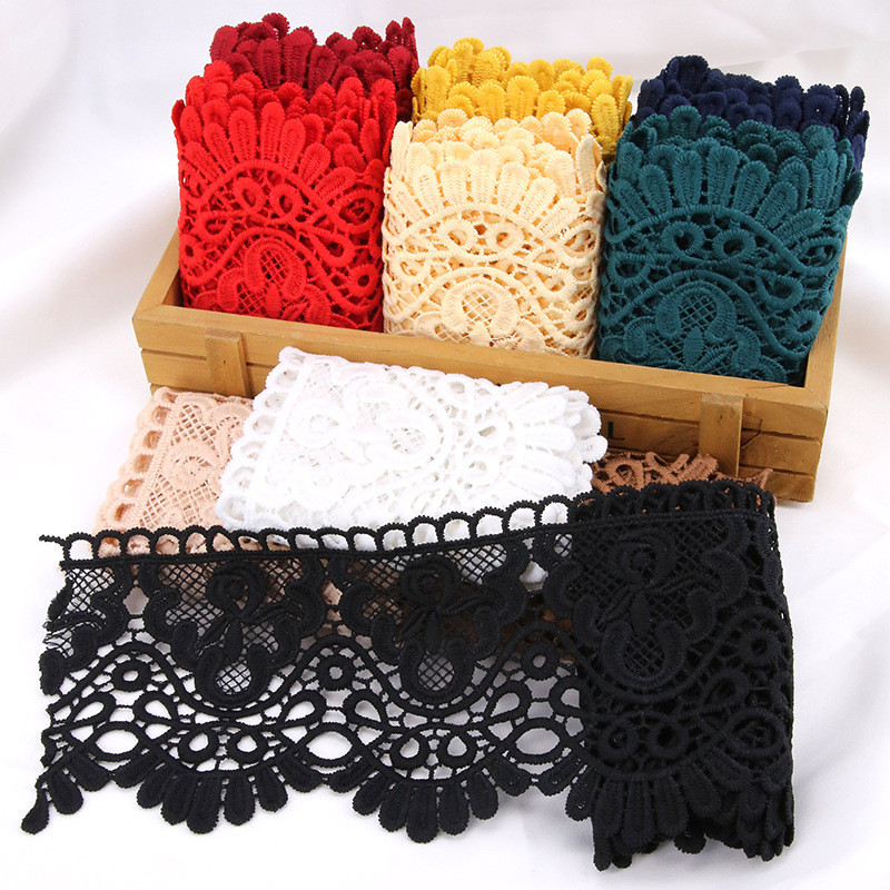 

1Meter Hollow Out Floral Embroidered Water Soluble Lace Ribbon DIY Apparel Sewing Fabric Black White Handmade Crafts Lace Tape