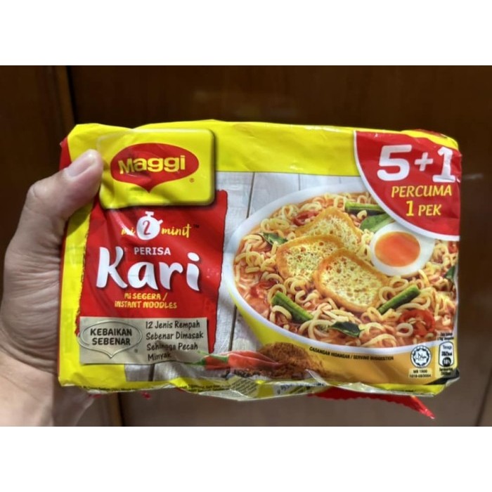 

MAGGI MIE INSTANT RASA KARI (5 BUNGKUS + BONUS 1). MADE IN MALAYSIA