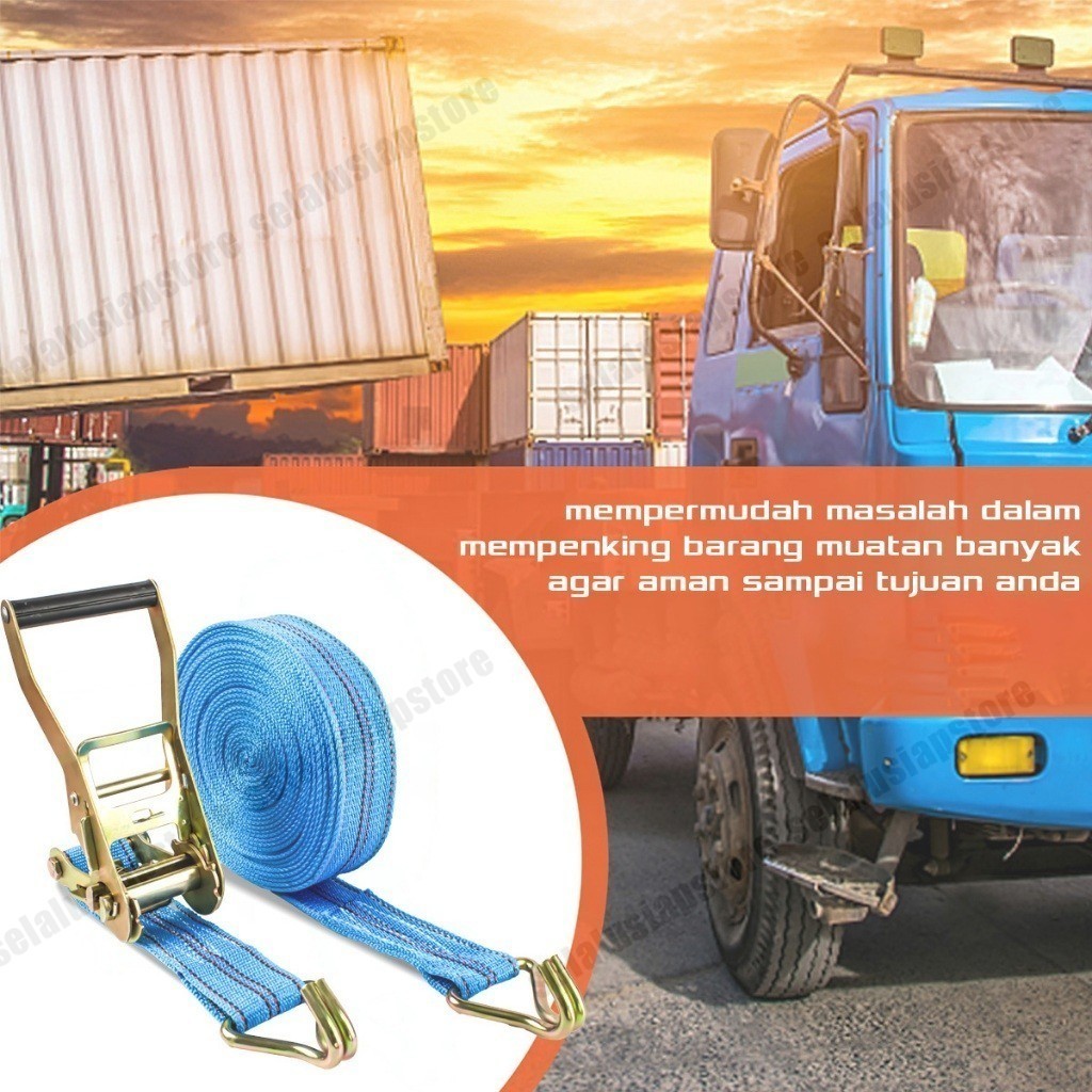 ID RACHET TIE DOWN 5CM 6 8 10 12 15 M TALI KREK CARGO LASHING 2" INCH INCI DIM 6M 8M 10M 12M 15M