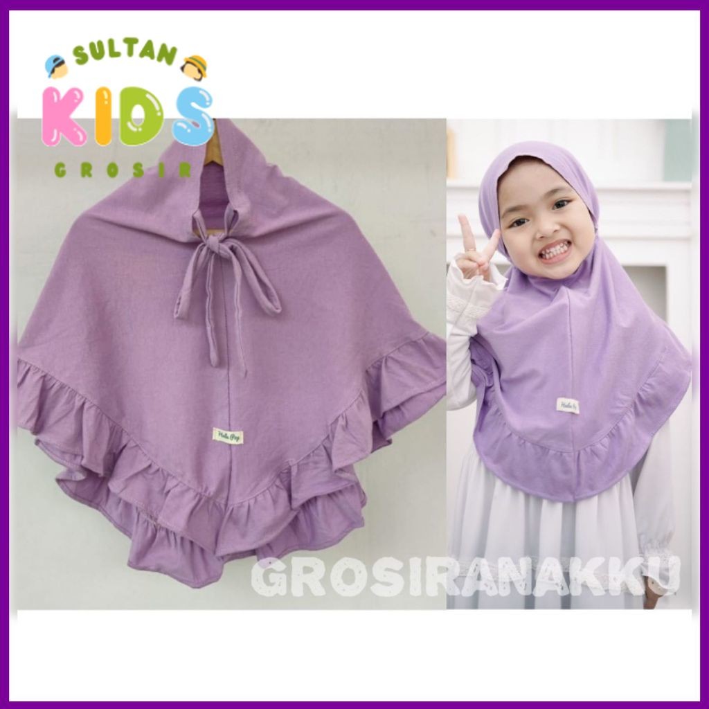 Jilbab Anak Sahara Hullapop Warna Lilac Size 1-5Thn - Terlaris