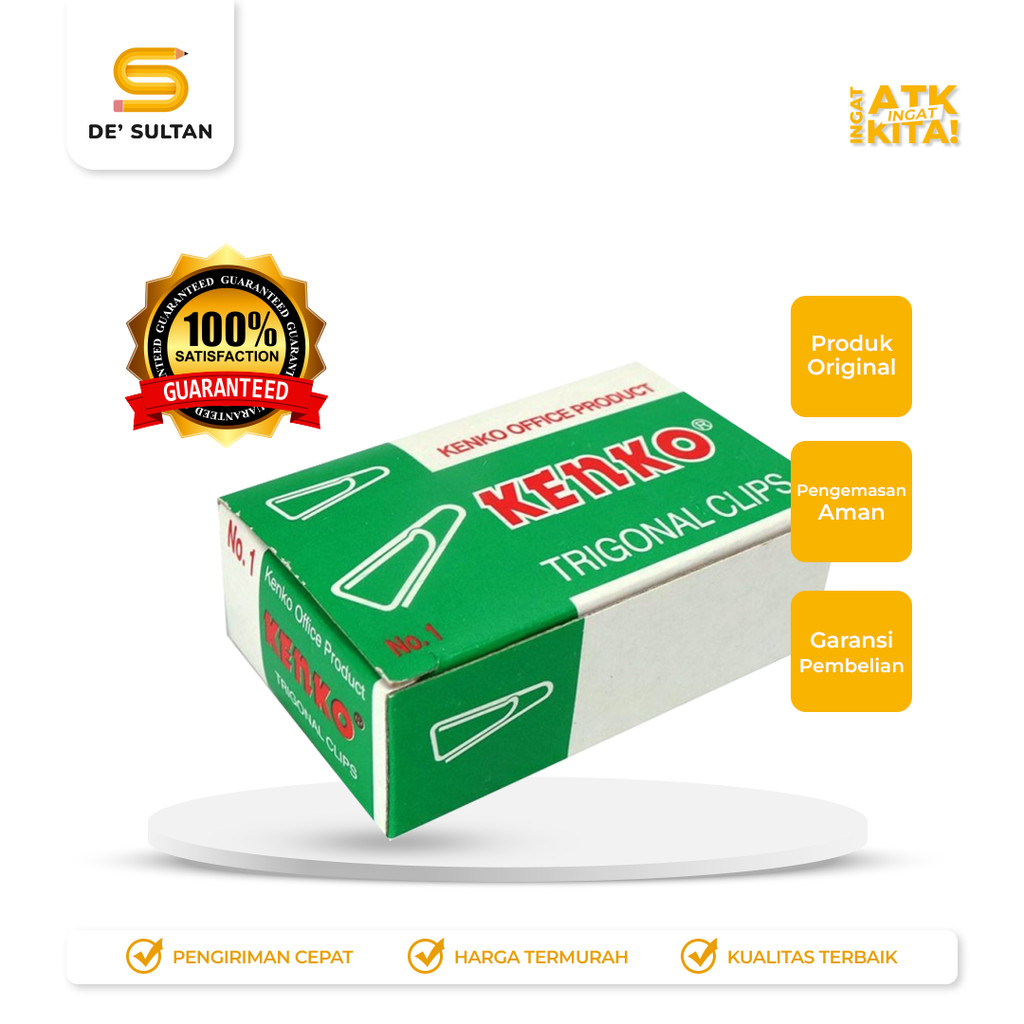 

KENKO KLIP KERTAS SEGITIGA/ TRIGONAL PAPER CLIP NO.1 (1PACK/ 10DUS)