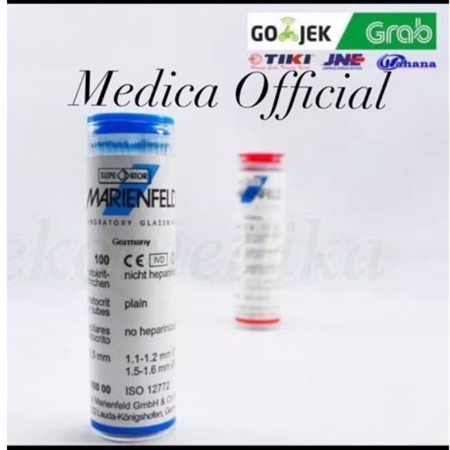 Marienfeld Tabung Mikro Kapiler Hematokrit Tube Blue / non Heparine