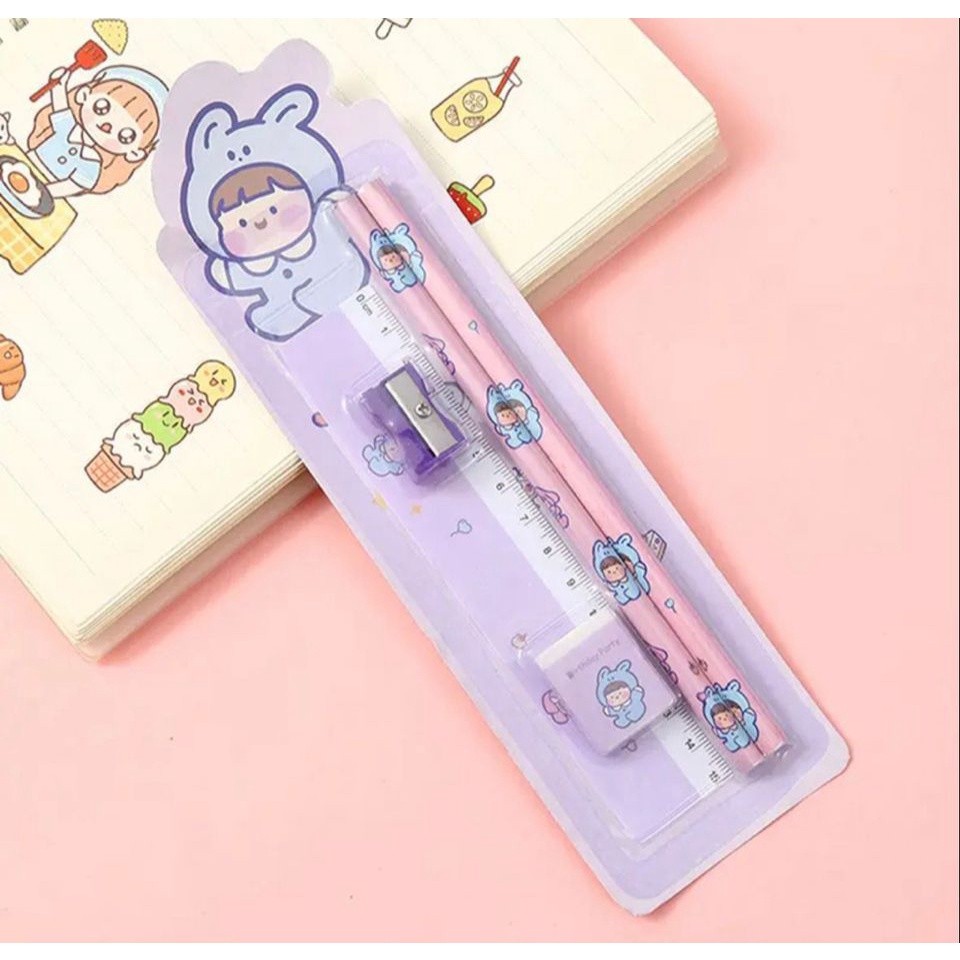 

JM Set Alat Tulis Anak Karakter Lucu Alat Tulis Set 5in1 Paket Alat Tulis 5in1