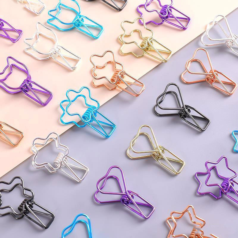 

6PCs/Set Hollowed Out Design Metal Binder Clip Long Tail Clips Hand Book Folder Paper Organizer Stationery Office School Supply