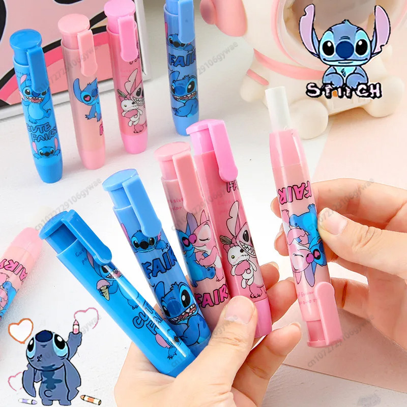 

MINISO Stitch Press Eraser Kawaii Lilo and Stitch Writing Drawing Pencil Erasers Kids School Supplies Stationery