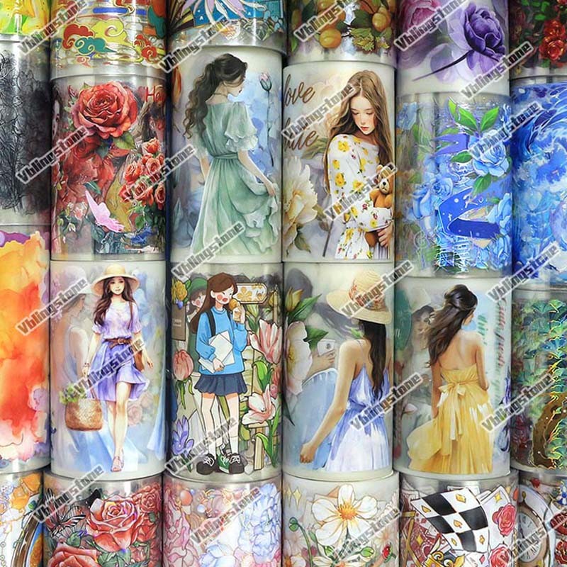 

2M/Roll PET Tapes Girls Flower Washi Tape for Journaling Decorative Stickers Scrapbooking DIY Diary Masking Tapes