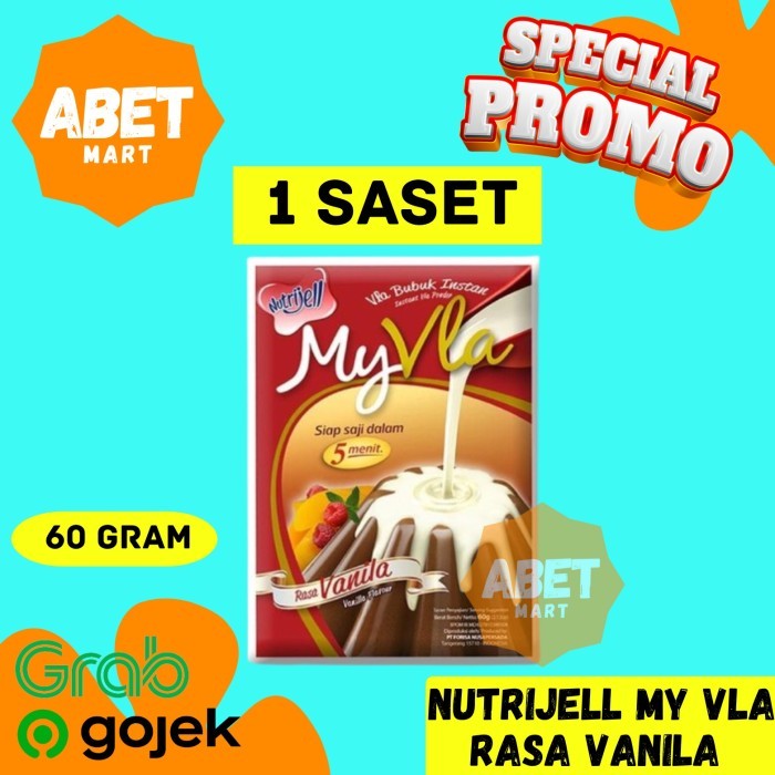 

MyVla Nutrijell Vla Bubuk Instan Rasa Vanila 60Gr - 60G Vanilla Fla Puding Susu Siap Saji My Vla Praktis Saset