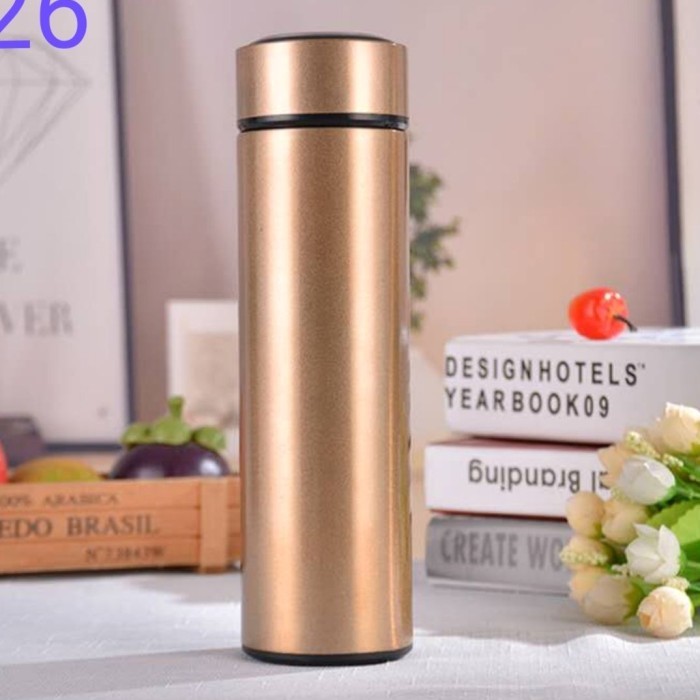 ✨NEW✨ -tumbler led suhu termos led suhu botol minum led suhu stainless 500ml - led gold