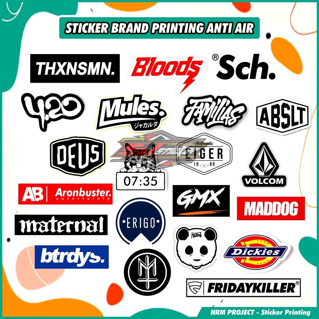 

12 Pcs STICKER BRAND DISTRO RANDOM MURAH ANTI AIR