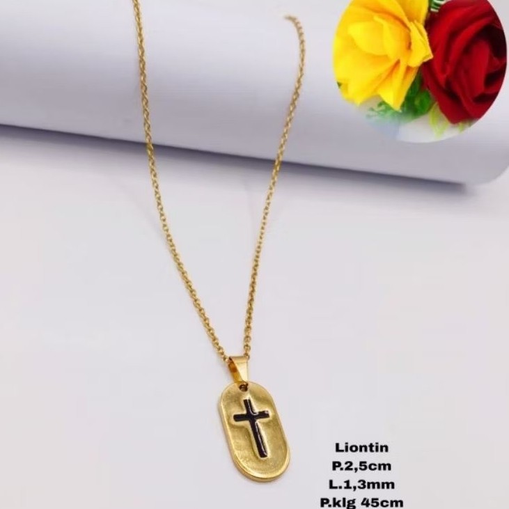 kalung rantai Titanium salib fashion wanita