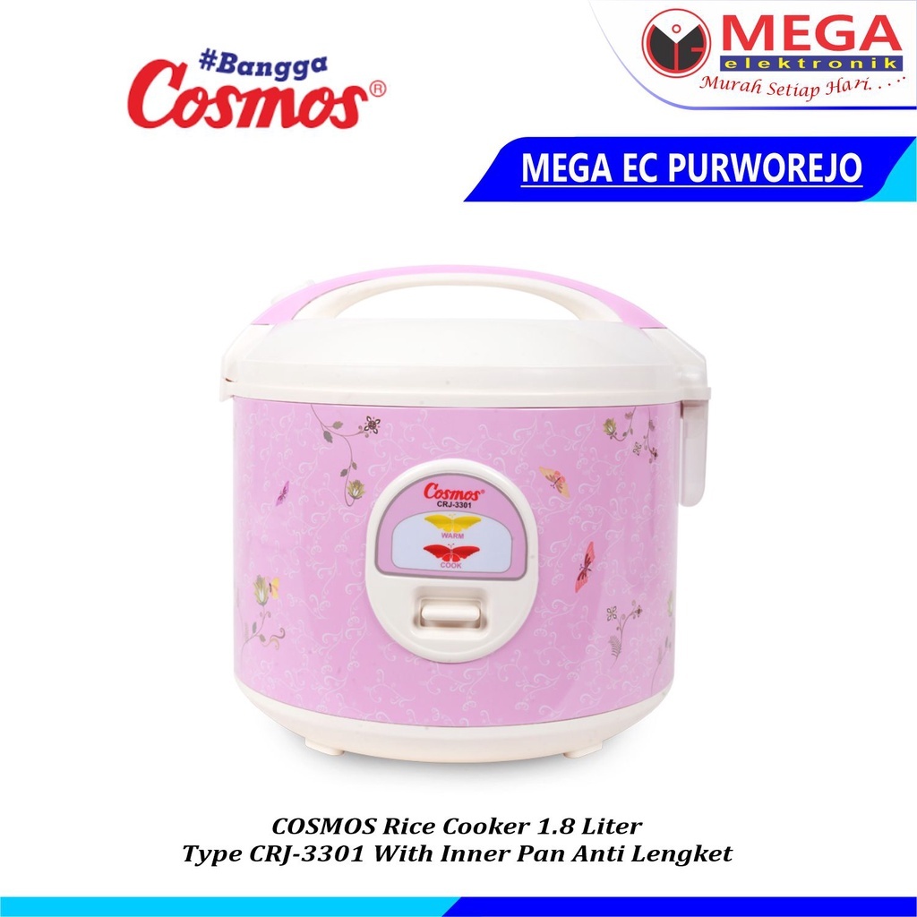 COSMOS RICE COOKER CRJ-3301 1.8 LITER RICE COOKER COSMOS CRJ-3301 KAPASITAS 1.8 LITER PANCI ANTI LEN