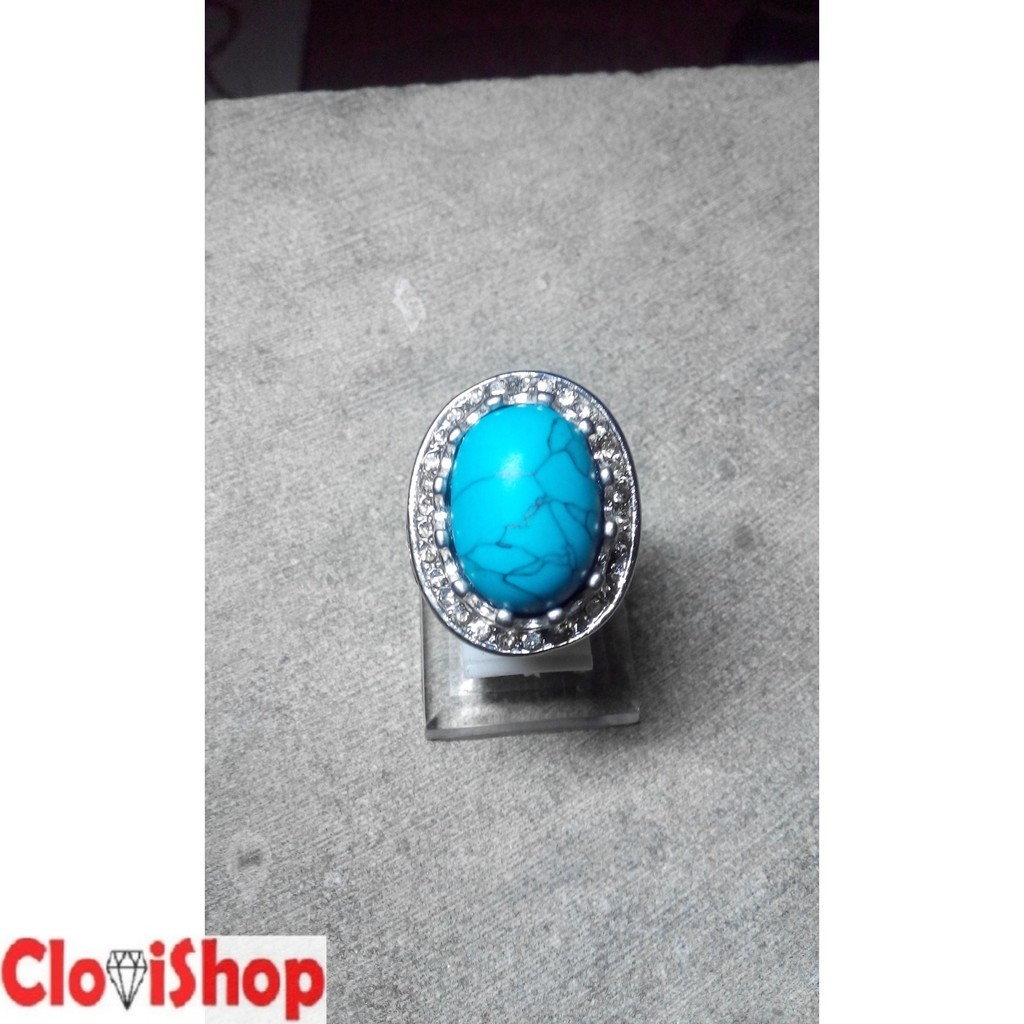 Cincin Batu Akik Pirus Biru HQ