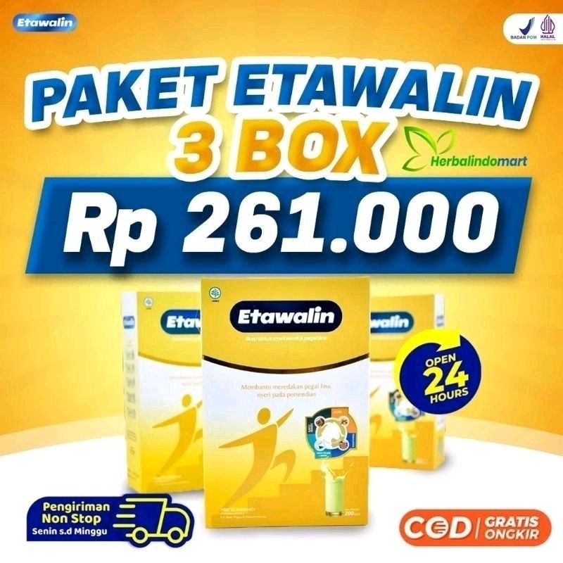 

Etawalin 3 Box - Susu Kambing Etawalin Asli Original Atasi Nyeri Sendi dan Tulang & Kesehatan