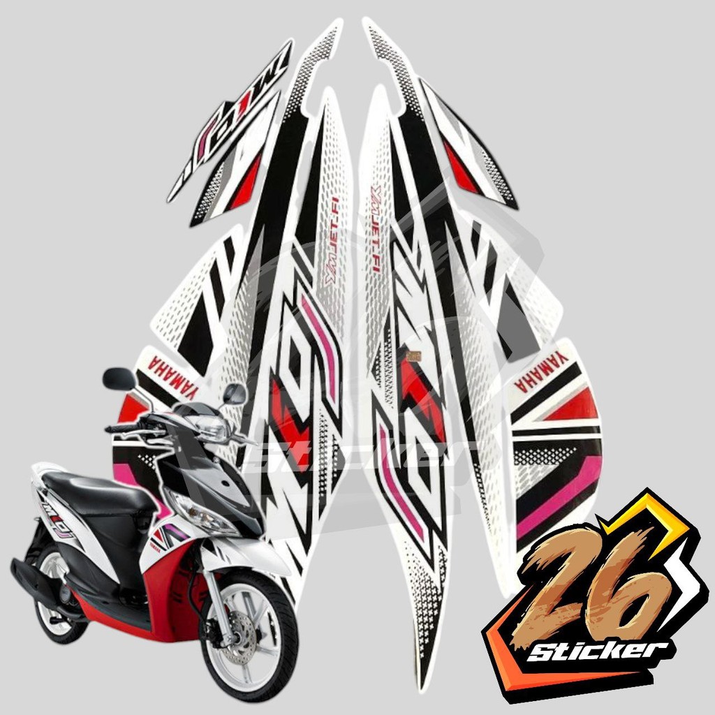 STICKER STIKER POLET LIS STRIPING MOTOR FULL BODY YAMAHA MIO J 2012 WARNA HITAM PUTIH MERAH