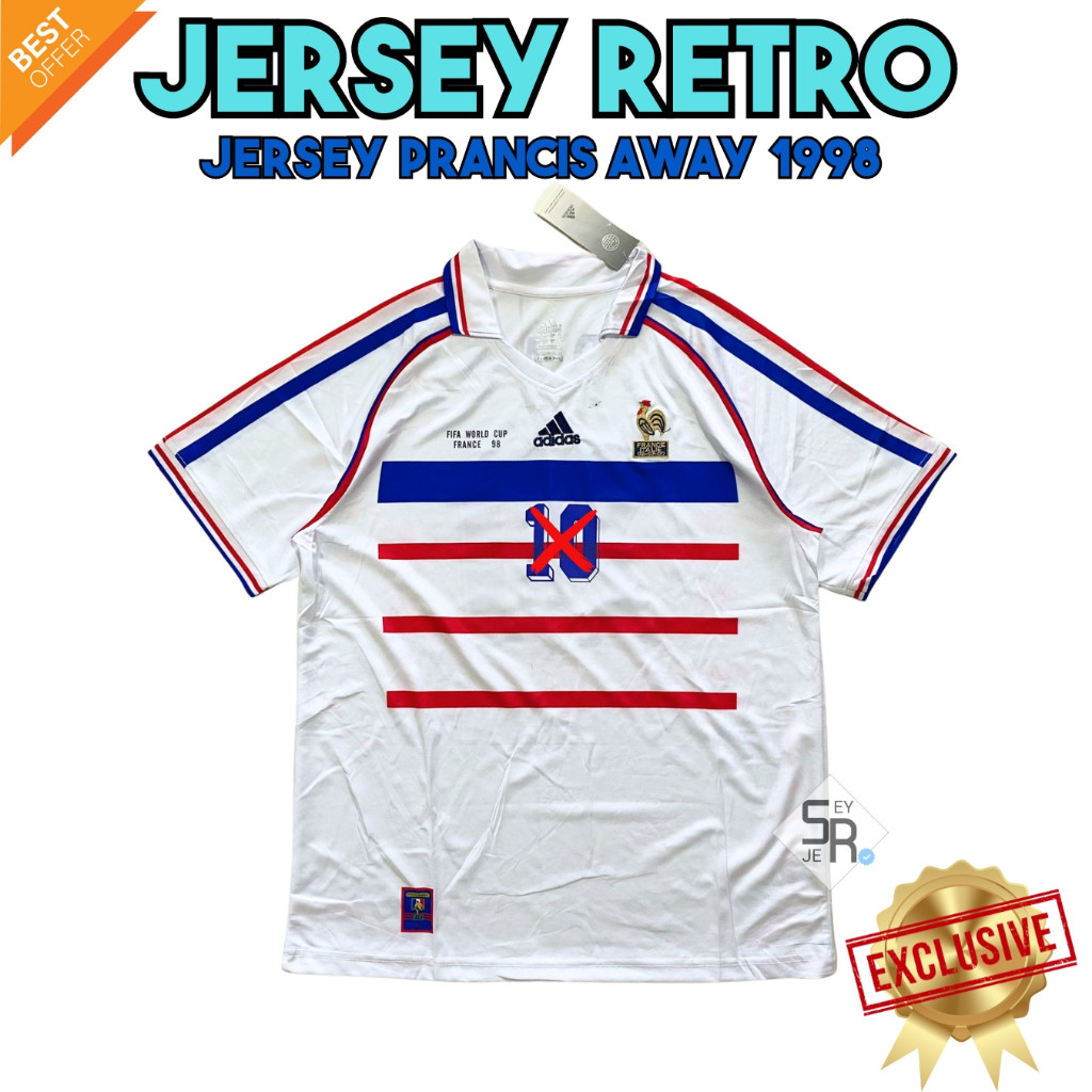 Retro Jersey Prancis Away 1998 football kit olahraga sport Import High Quality France Perancis Franc