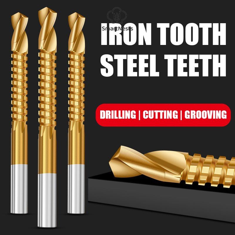 Bor Batang Bulat Set 6-piece Bor Slot Pengerjaan Kayu Bor Gergaji Lurus Batang Bor Putar  SM